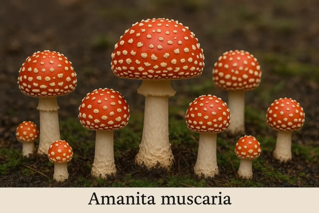 Cogumelos e alucinógenos: um guia completo sobre as drogas cogumelo Amanita muscaria com fundo preto